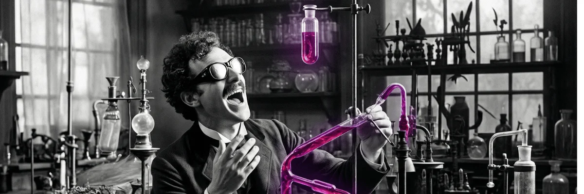 Hans Baumann in his laboratory